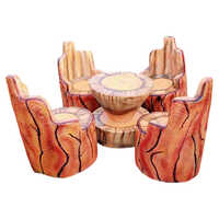 Fiber Tree Trunk Table Chair Set - Finish: Natural Wood Textured Finish