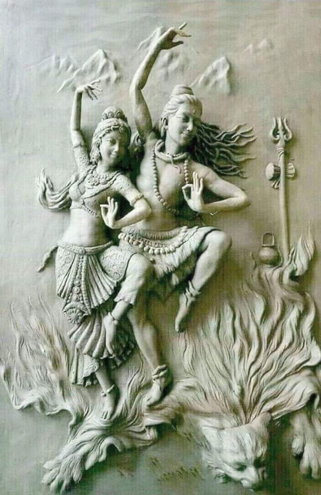 Grey Fiber Glass Shiva Shakti Dance Wall Sculpture