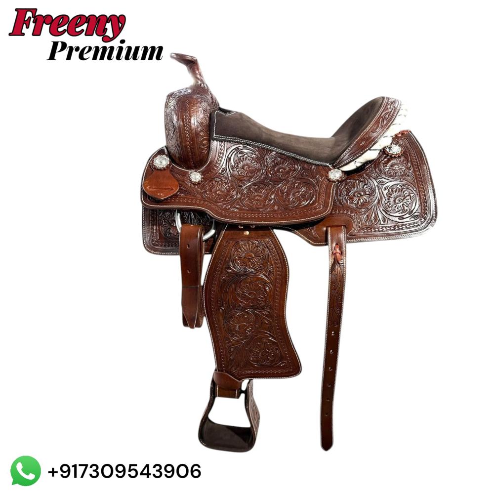 Leather western saddle
