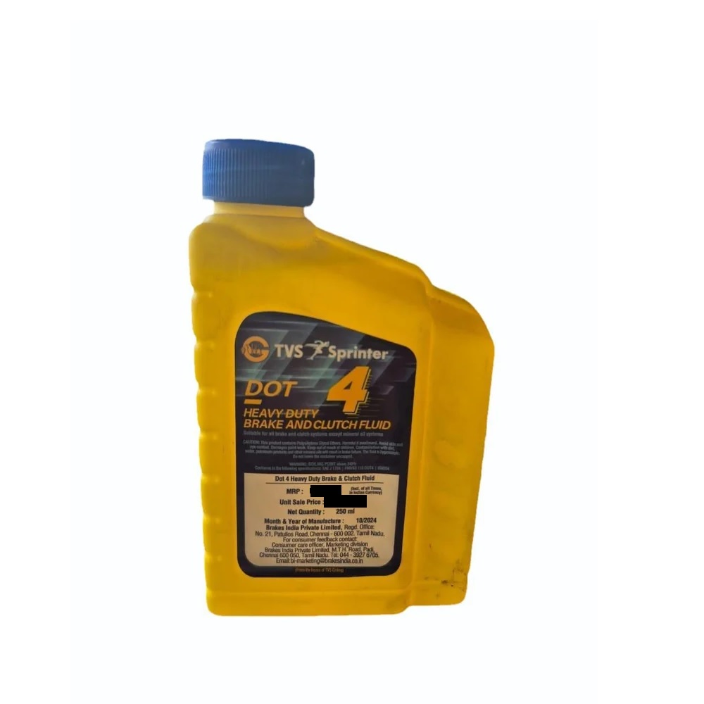Tvs Heavy Duty Brake And Clutch Fluid Dot 4 250Ml - Expiration Date: 36 Months From Date Of Manufacture