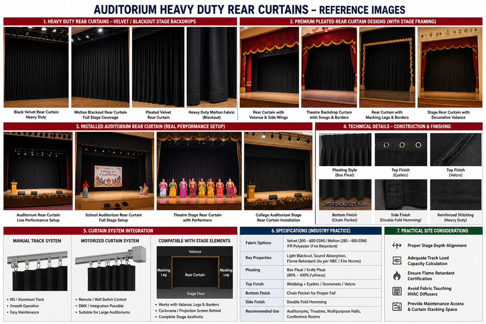 Auditorium Heavy Duty Rear Curtain for Auditorium