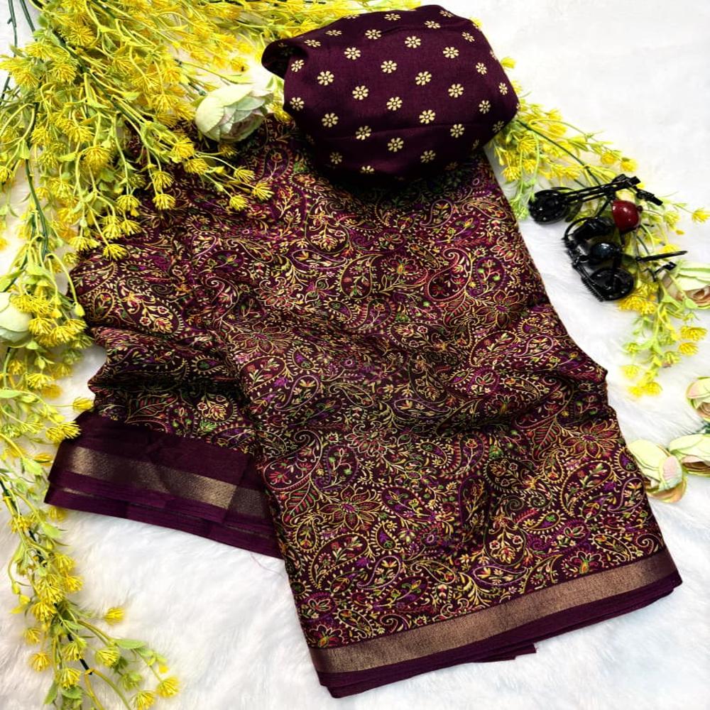Kashmiri cottin silk saree 