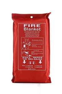 Fire Safety Blanket - Fire-retardant Fiberglass 1m X 1m White | High Tensile, Reusable, Wall-mount Pouch