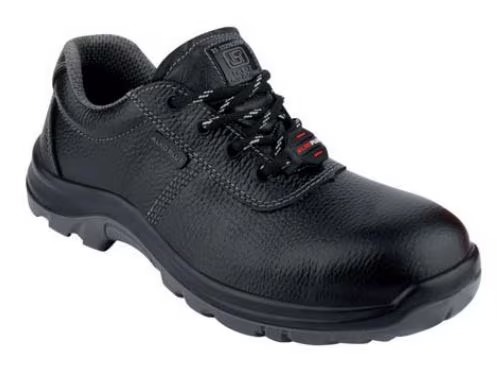 Alkoplus PU Safety Shoe - Synthetic Leather PU Sole, Sizes 6-11 UK, Black | 200J Steel Toe, Oil & Slip Resistant, Cushioned EVA Insoles