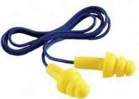 Reusable Ear Plug - Soft Silicone Rubber, Universal Size, Orange, Nrr 25 Db | Triple Flange, Corded/uncorded, Washable, Lightweight, Allergy Free