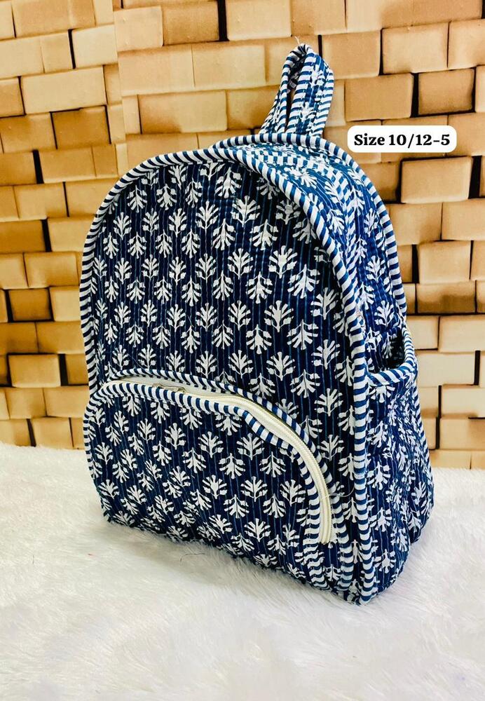 Blue Printed Comfort Quilted Backpack
