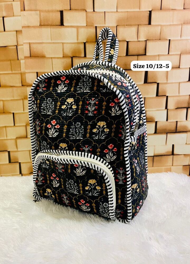 Black Quilted Travel School Bag