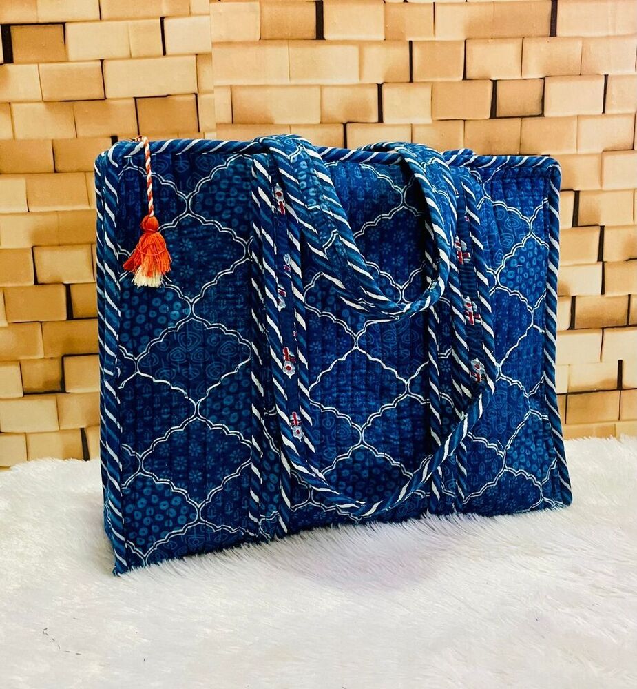 Blue Stylish Cotton Tote Bag