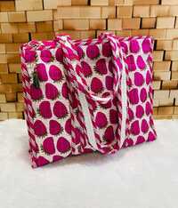 Pink Designer Cotton Quilted Bag