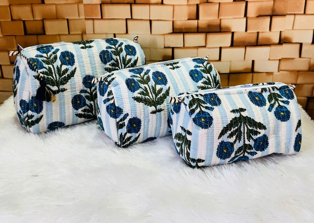 Classic Cotton Quilted Travel Pouch