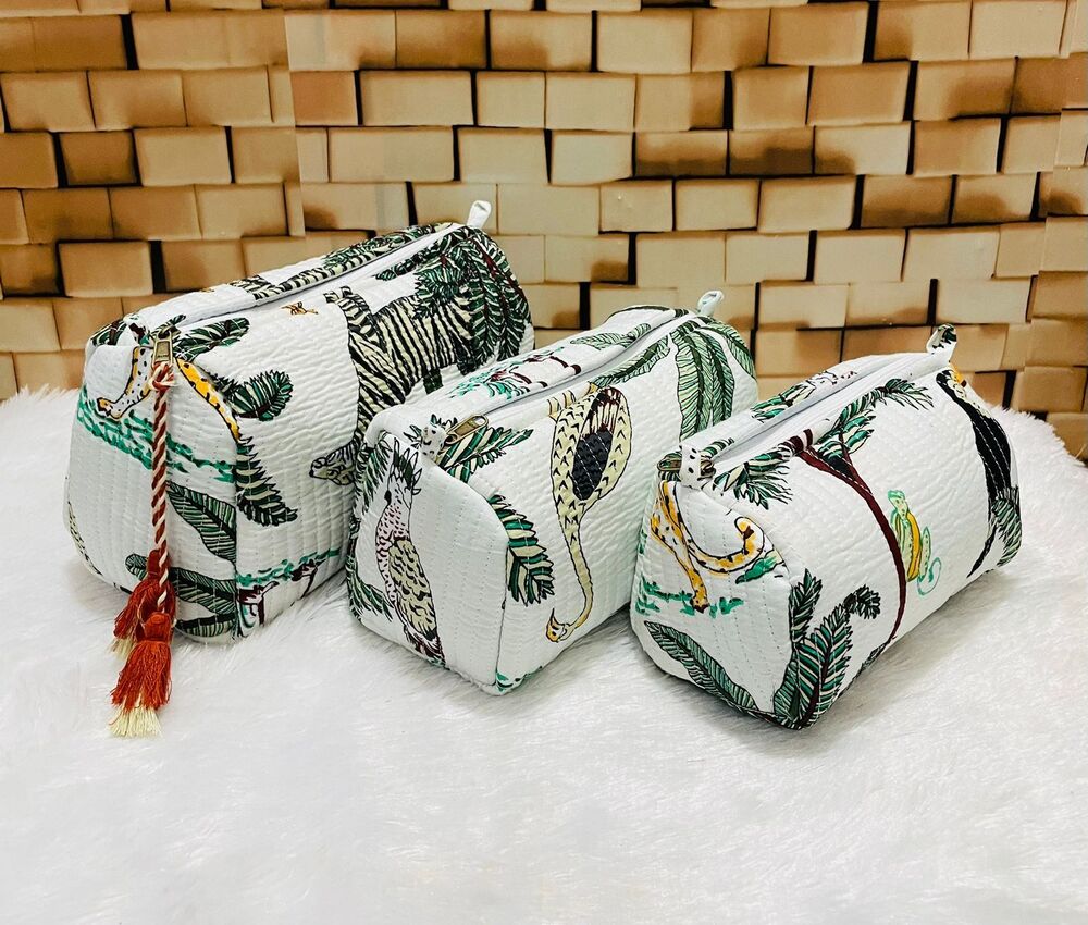 Compact Cotton Quilted Pouch
