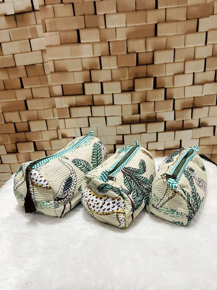 Travel Friendly Cotton Quilted Pouch