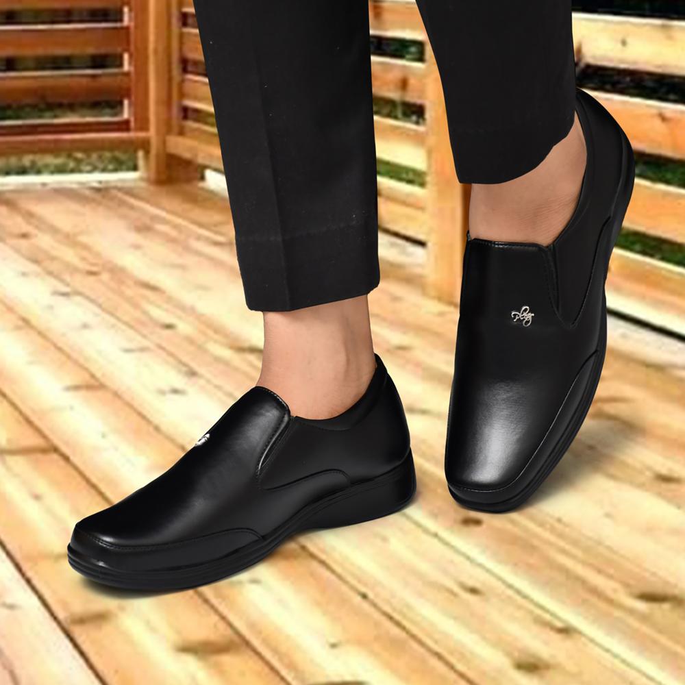 Ayurveda Shoes Elite Black Synthetic Formal Slip-On Shoes For Men - Feature: Slip On