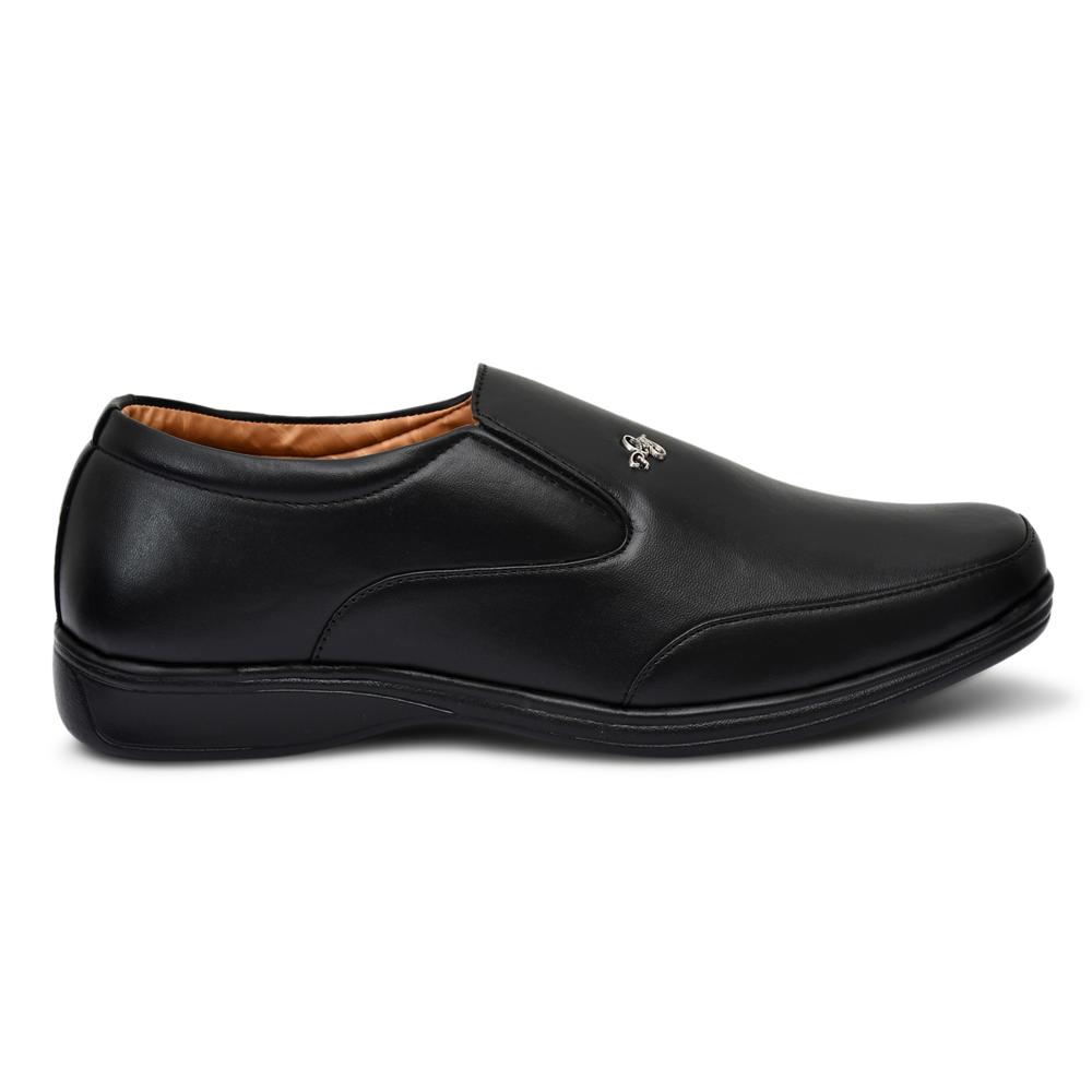 Ayurveda Shoes Elite Black Synthetic Formal Slip-On Shoes for Men