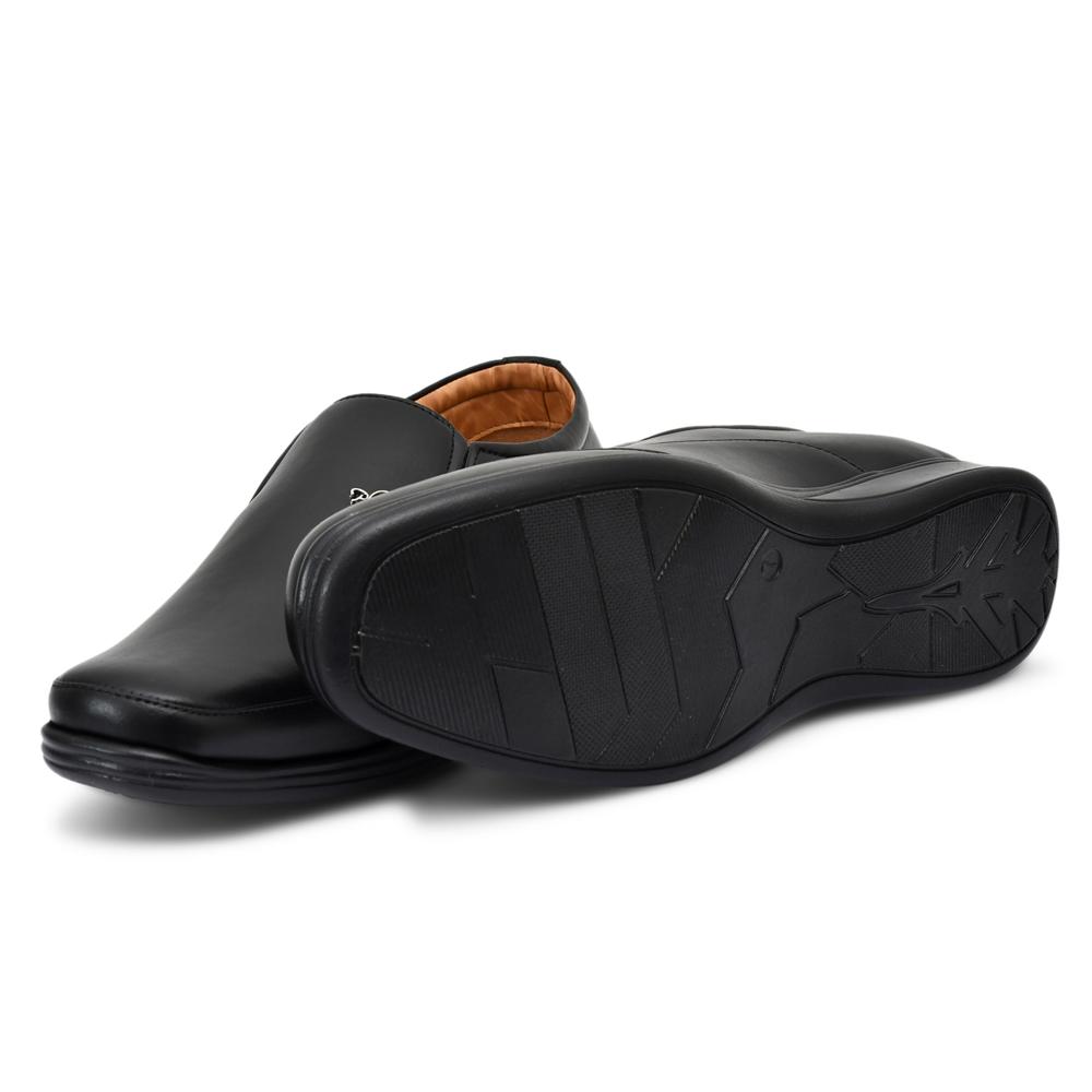 Ayurveda Shoes Elite Black Synthetic Formal Slip-On Shoes for Men