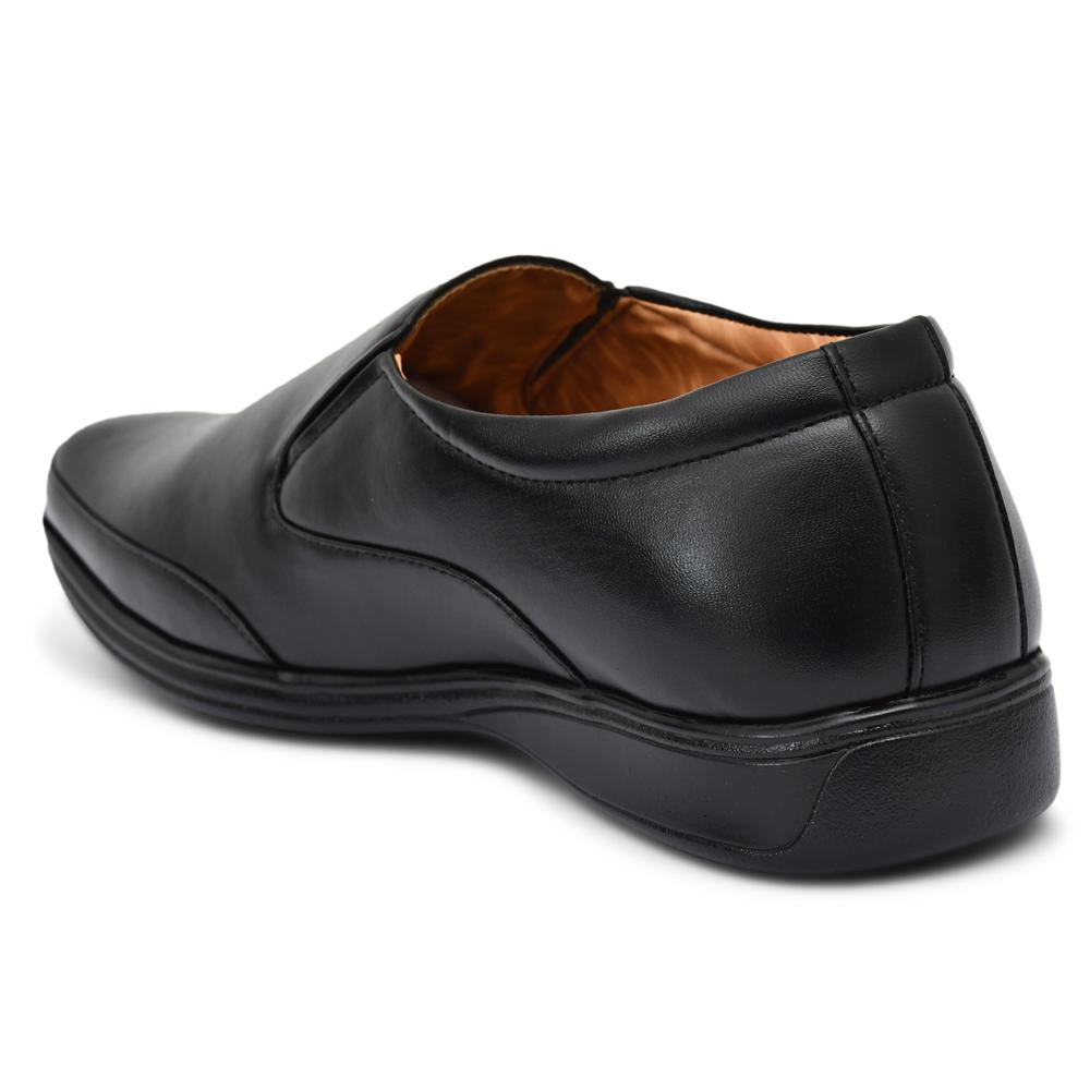 Ayurveda Shoes Elite Black Synthetic Formal Slip-On Shoes for Men
