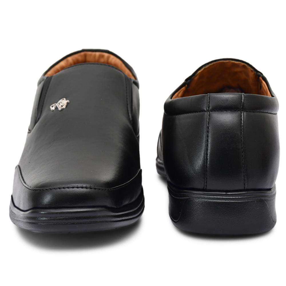 Ayurveda Shoes Elite Black Synthetic Formal Slip-On Shoes for Men