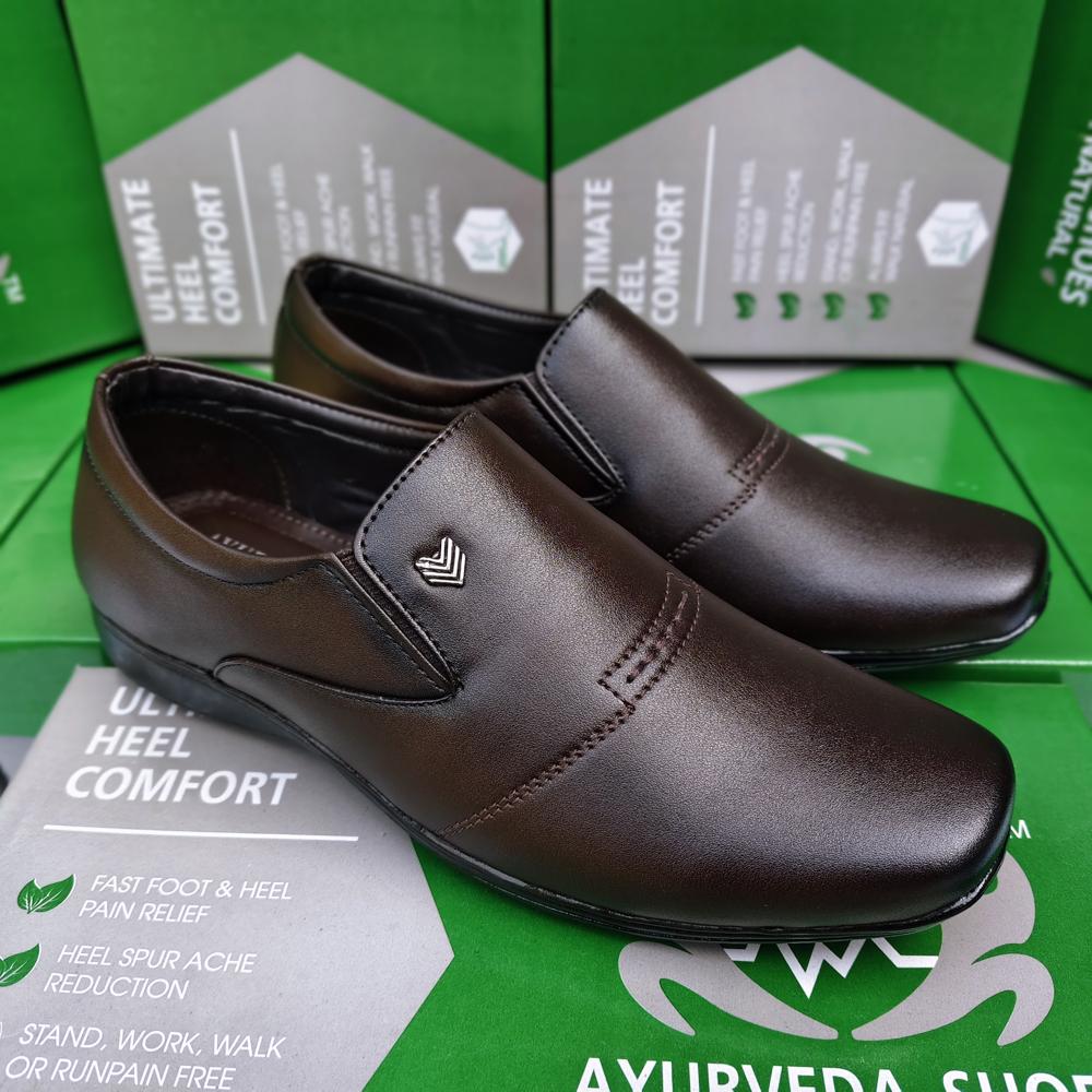 Ayurveda Shoes Modern Square-Toe Synthetic Formal Shoes - Color: Black
