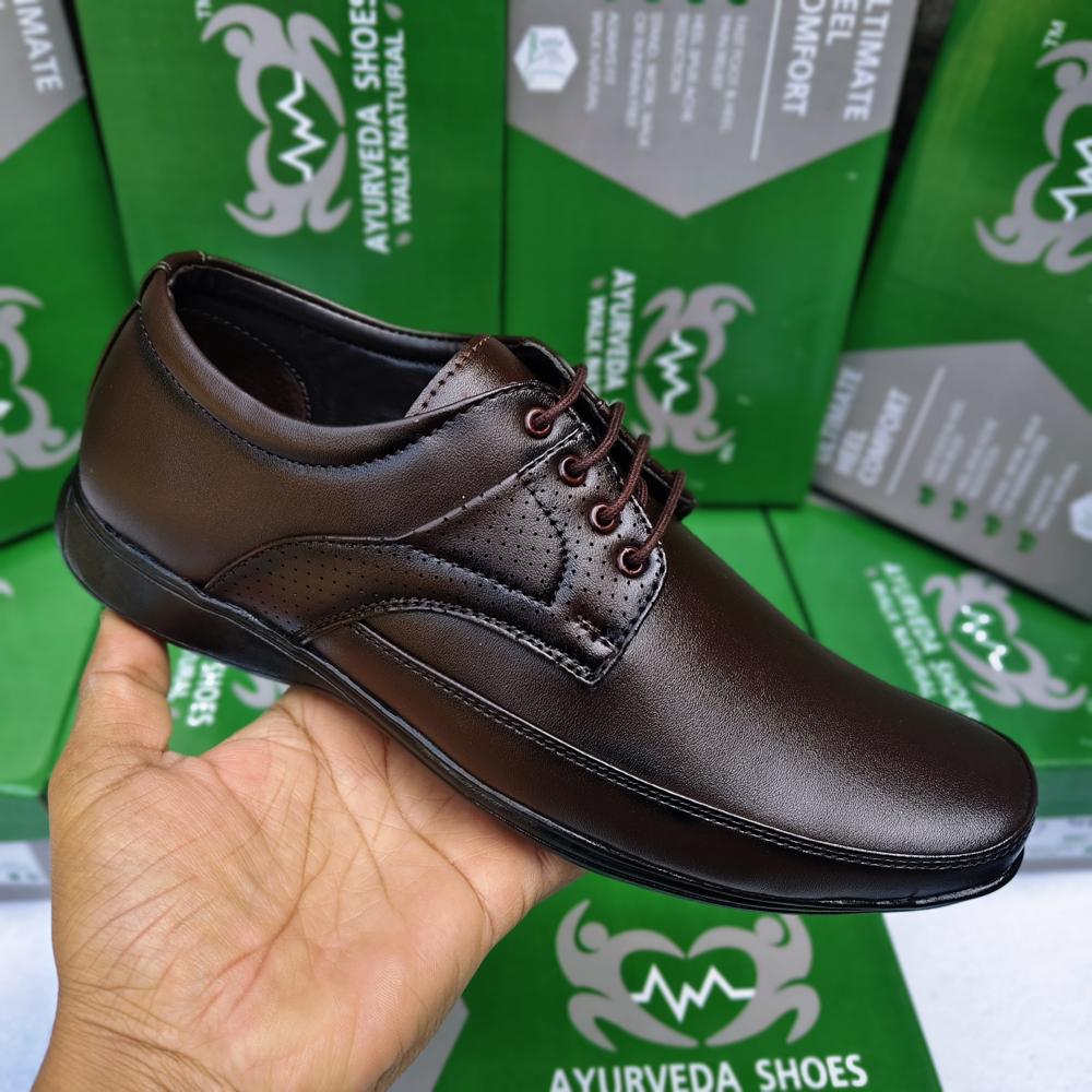 Ayurveda Shoes Durable Synthetic Leather Derby Shoes for Office