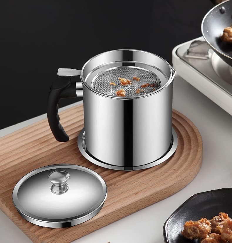 Stainless Steel Oil Strainer Pot With Lid