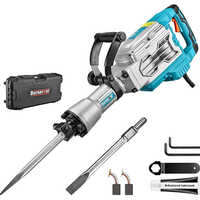 Breaker Jack Hammer - Metal Body, 560x125x280 Mm, Red & Silver | 1500w, 1400 Bpm, 45j Impact, Ergonomic Soft-grip Handles
