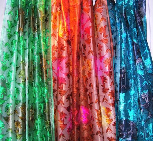 Net Curtains - Net Material, 91 cm Size, Multicolor Stripe Pattern | Printed Knitted Design, Lightweight 0.25 Grams