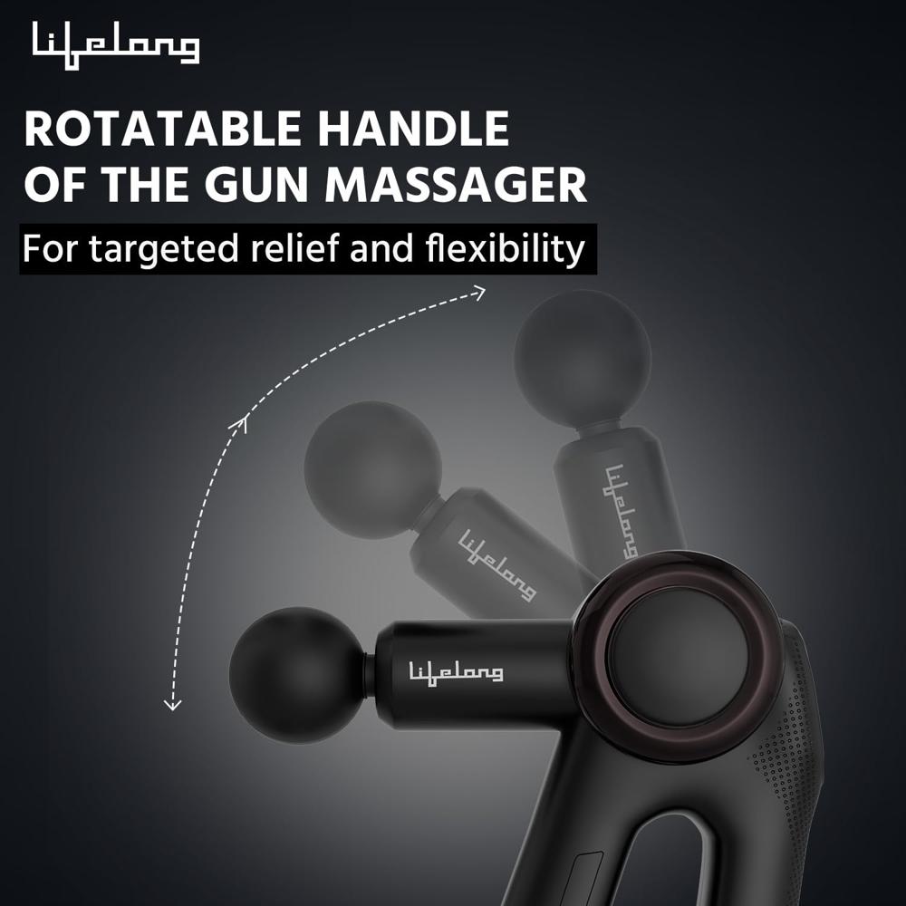 Lifelong LLGM81 Wireless Gun Massager With Hot & Cold Heads|Deep Tissue Massage Gun|Percussion Muscle Massager For
