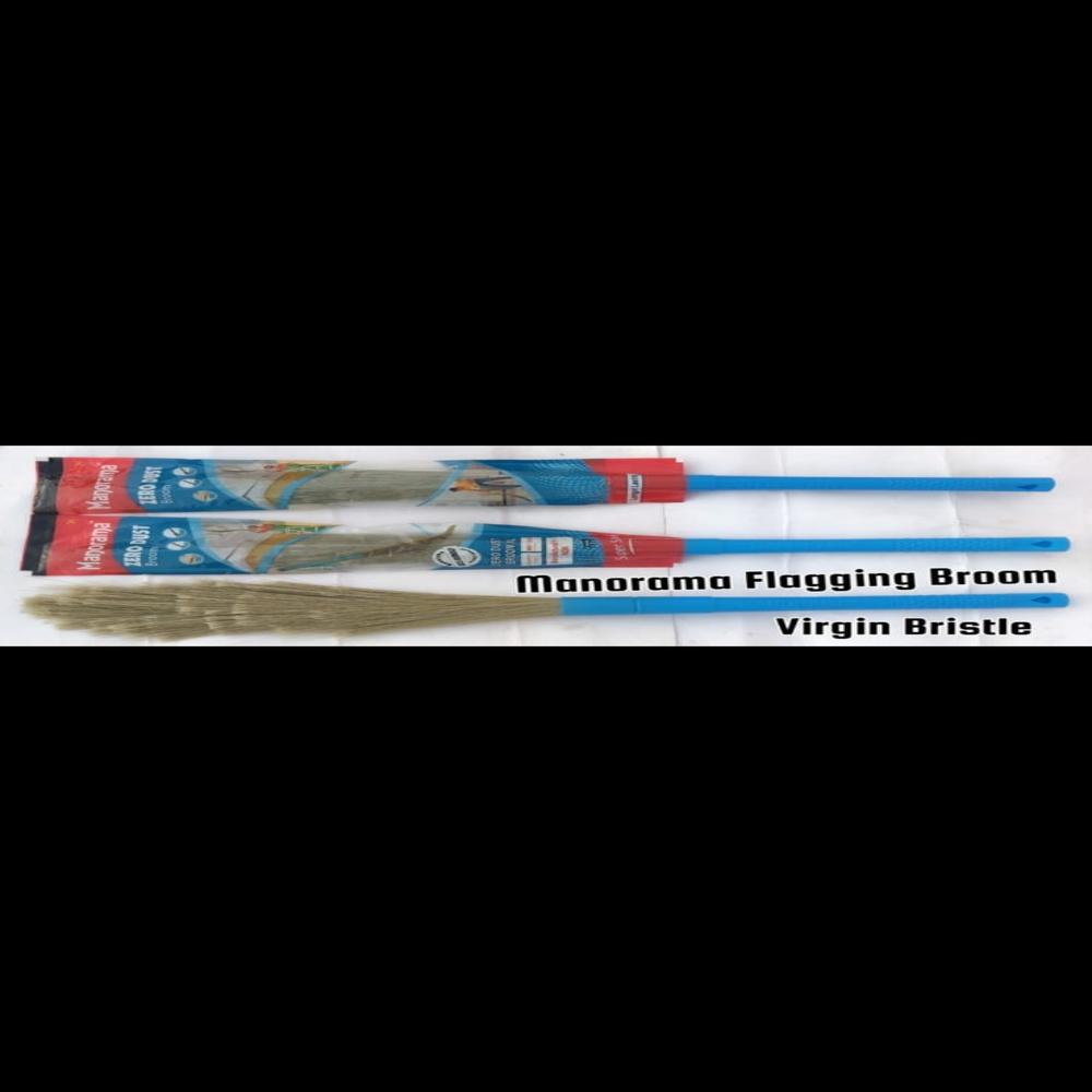 Manorama Broom Flagging - Synthetic Fiber, 3.5 Feet, Brown | High Flagging, Eco-friendly, Water Resistant Plastic Grip