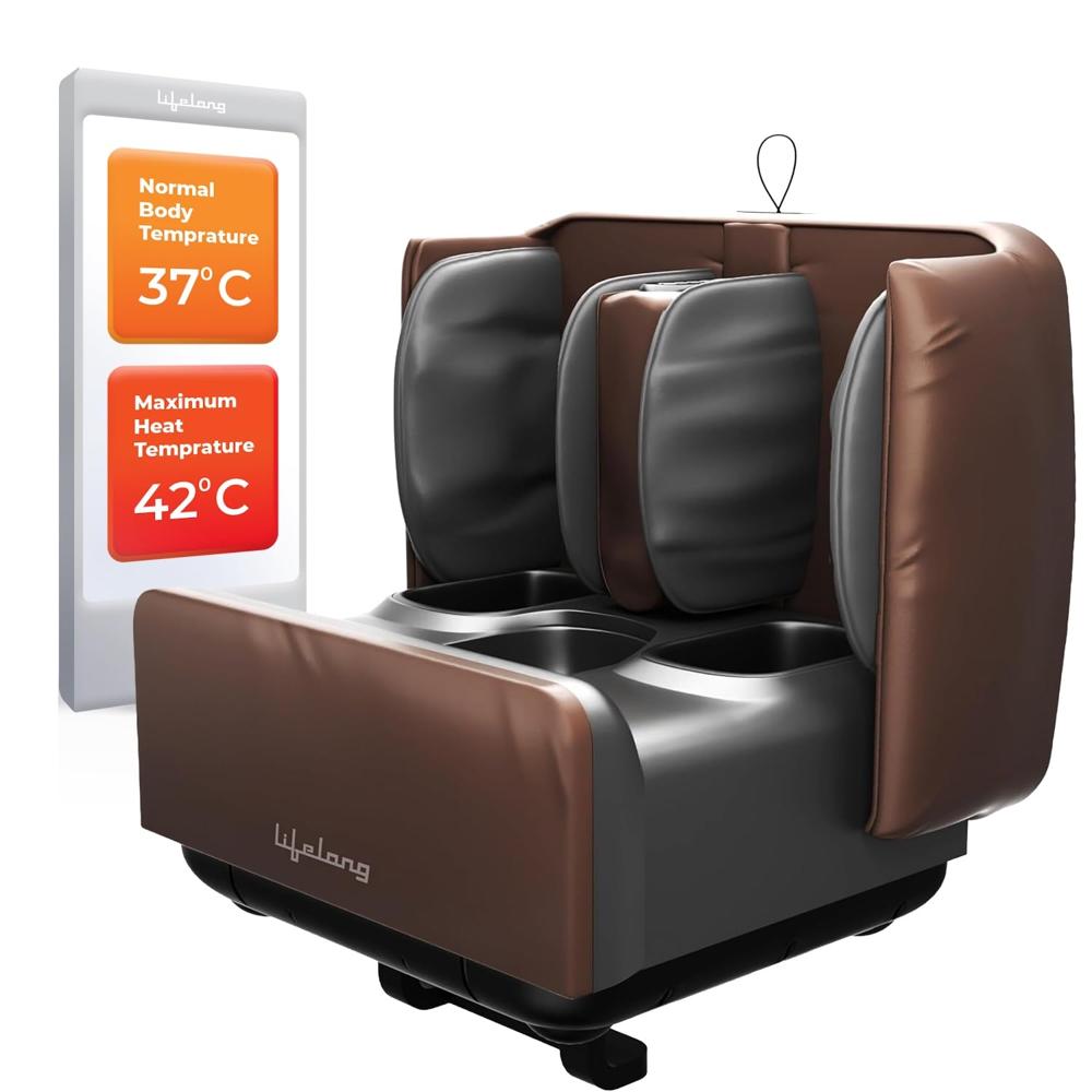 Lifelong LLM963 2 in 1 Foot & Leg Massager Machine & Foldable Ottoman Rest for Home-Pain Relief Massage for Legs-Heat +