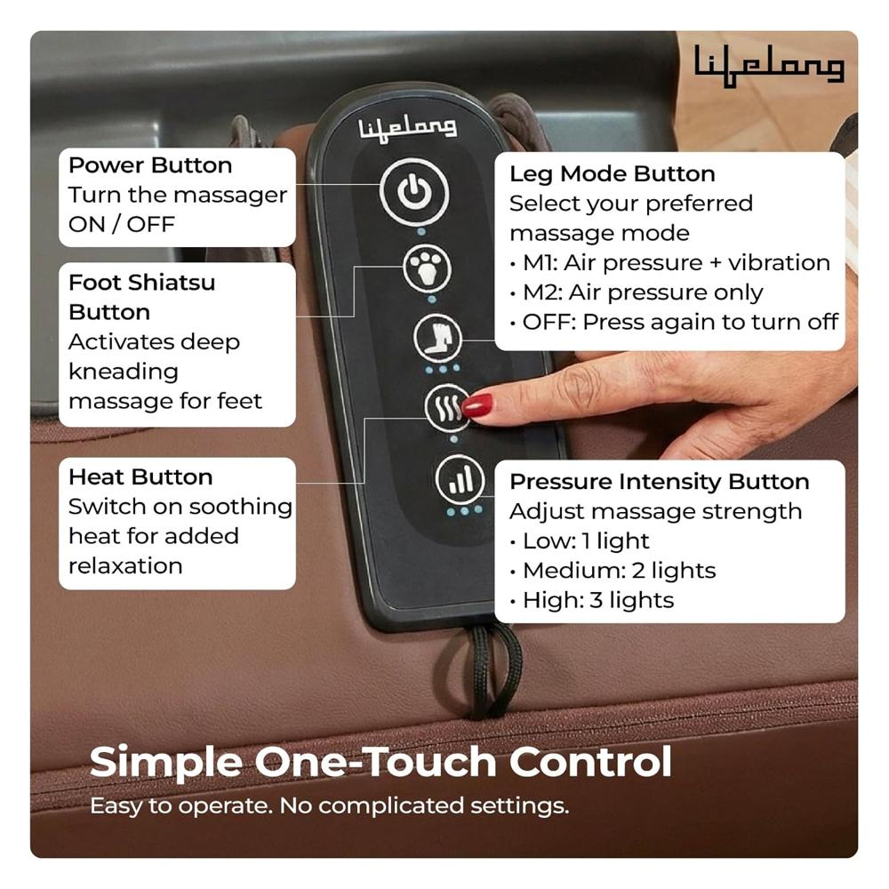Lifelong LLM963 2 in 1 Foot & Leg Massager Machine & Foldable Ottoman Rest for Home-Pain Relief Massage for Legs-Heat +