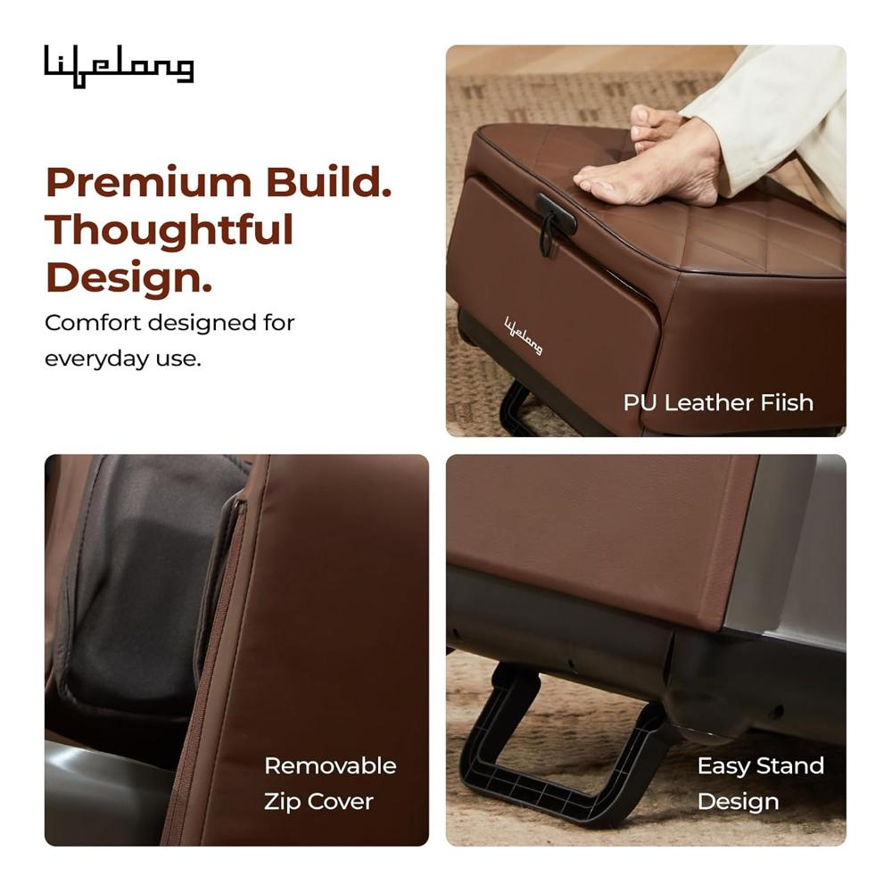Lifelong LLM963 2 in 1 Foot & Leg Massager Machine & Foldable Ottoman Rest for Home-Pain Relief Massage for Legs-Heat +