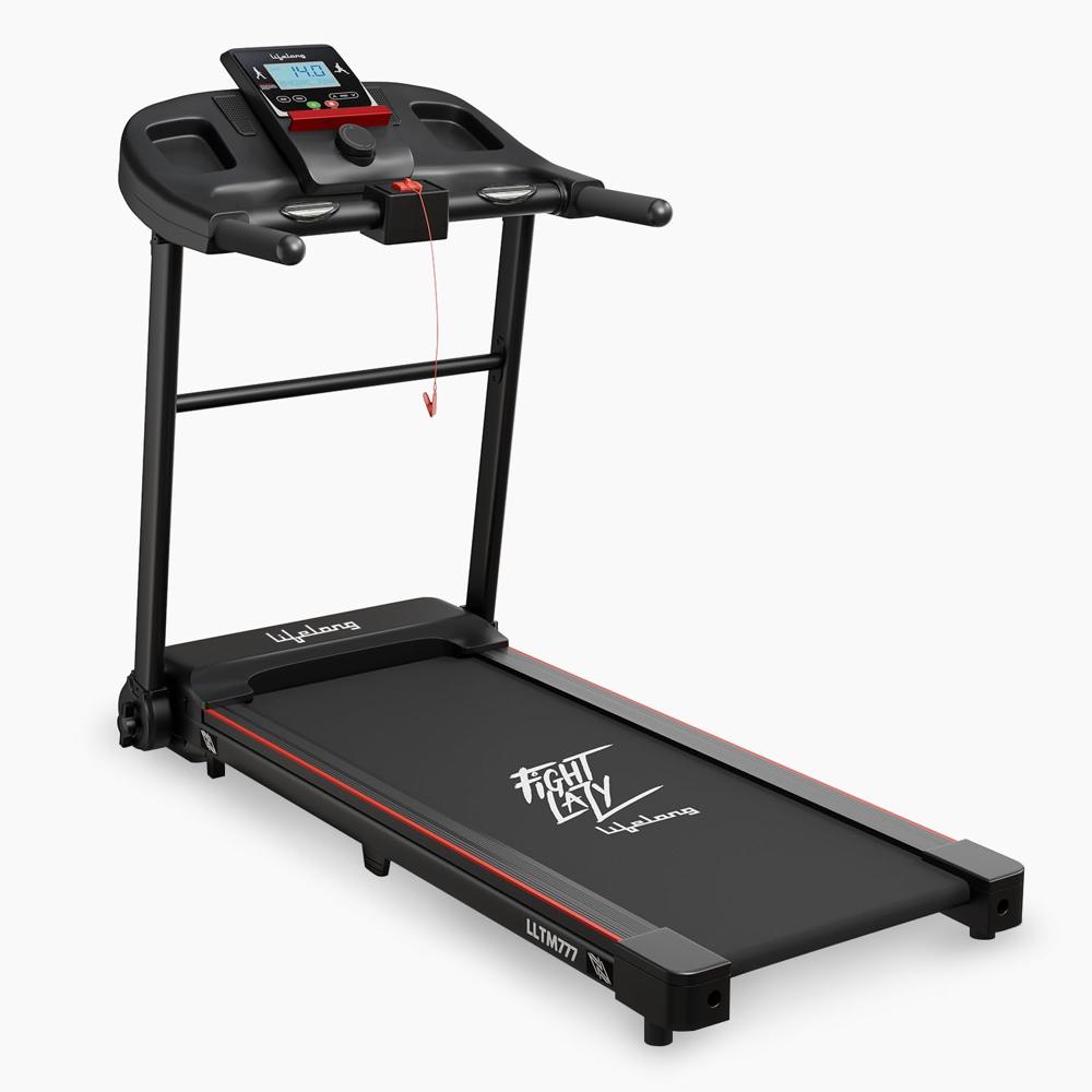 Lifelong Lltm777 Motorized Treadmill For Home - 2.5hp Peak Motor Speed 14km/hr With Bluetooth Speaker, 12 Preset - Color: Black