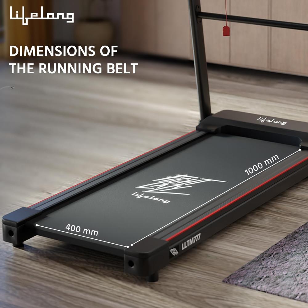 Lifelong LLTM777 Motorized Treadmill for Home - 2.5HP Peak Motor Speed 14km/hr with Bluetooth Speaker, 12 Preset