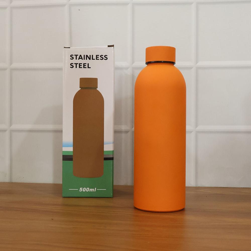 Stainless Steel Double Wall Vacuum-Insulated Drink Water (Orange / 500 ML Approx)