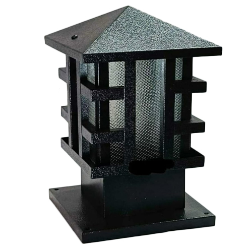 Italian No.-1 Gate Light - Aluminum, 20x20x46 cm, Black, IP65, LED 40W, Pillar Mounted, Ornamental Dome