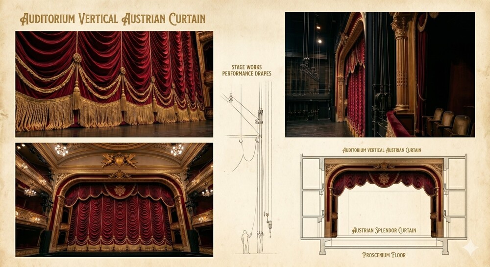 Auditorium Vertical Austrian curtain