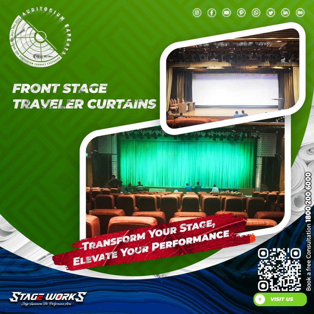 Auditorium Stage Front Traveler Center Split Curtain