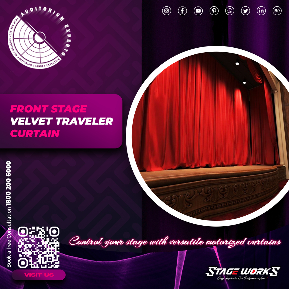 Auditorium Stage Front Traveler Center Split Curtain