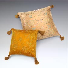 Chenille Cushion Cover - Orange Square Design | Printed Chenille Material, Durable Zippered Closure, 300 Grams