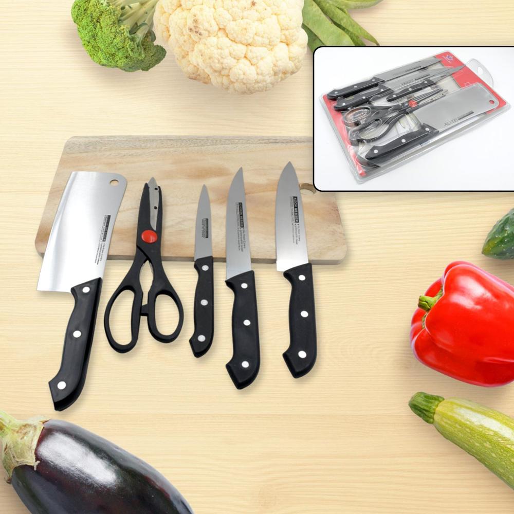 Stainless Steel 6 Piece Kitchen Knife Knives Set For Home Restaurant - Color: Mix