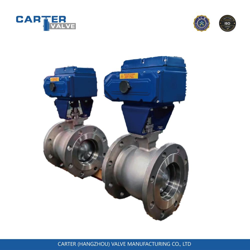 Electric Ball Valve / V Port Ball Valve, Stainless Steel, Flanged, Electric Actuated, V Notch Control Structure, Slurry/Chemical Media, API