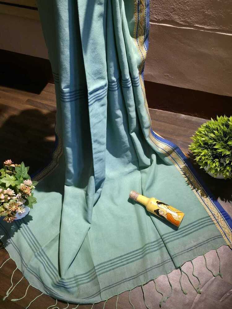 Deep Green Mull Cotton Saree