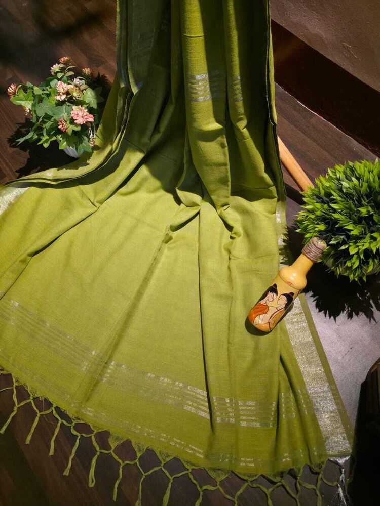 Green Khadi Cotton Saree