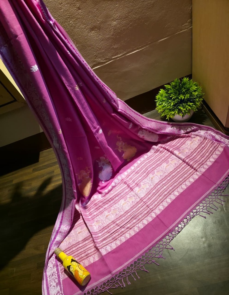 Pink Khadi Cotton Saree