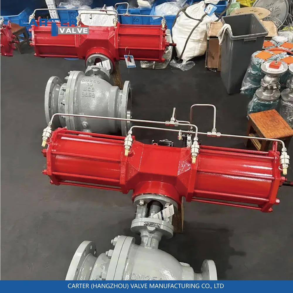 Pneumatic Ball Valve / Trunnion Mounted Ball Valve, Stainless Steel, Flanged, Pneumatic Actuated, Trunnion Ball Structure, Oil/Gas/Chemical Media, API 6D Standard