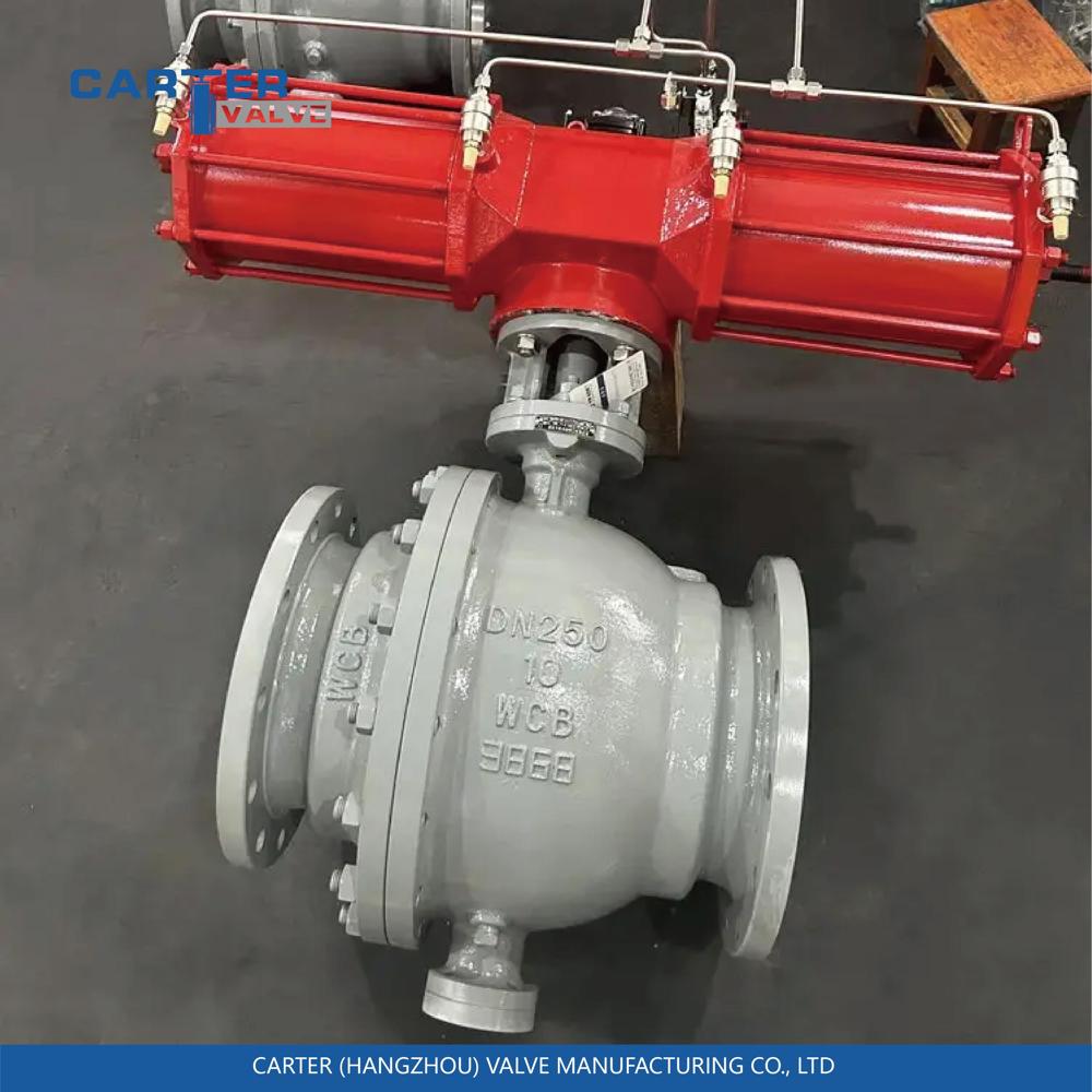 Pneumatic Ball Valve / Trunnion Mounted Ball Valve, Stainless Steel, Flanged, Pneumatic Actuated, Trunnion Ball Structure, Oil/Gas/Chemical Media, API 6D Standard