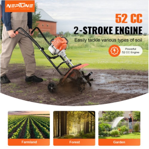 Neptune Mini Tiller with 2 Stroke Advanced Technology 52CC Petrol Engine
