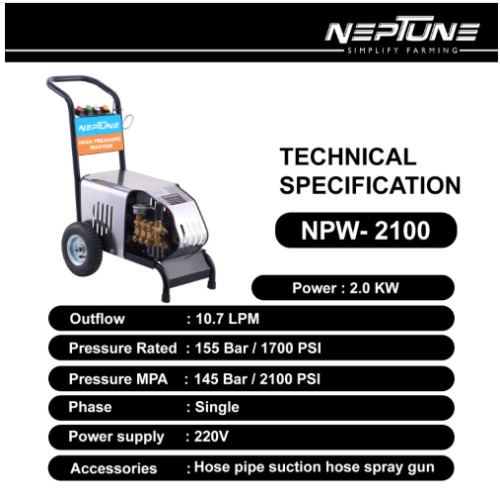 Neptune Electric High Pressure Car Washer, 2100W Commercial High Pressure Washer for Professional Car