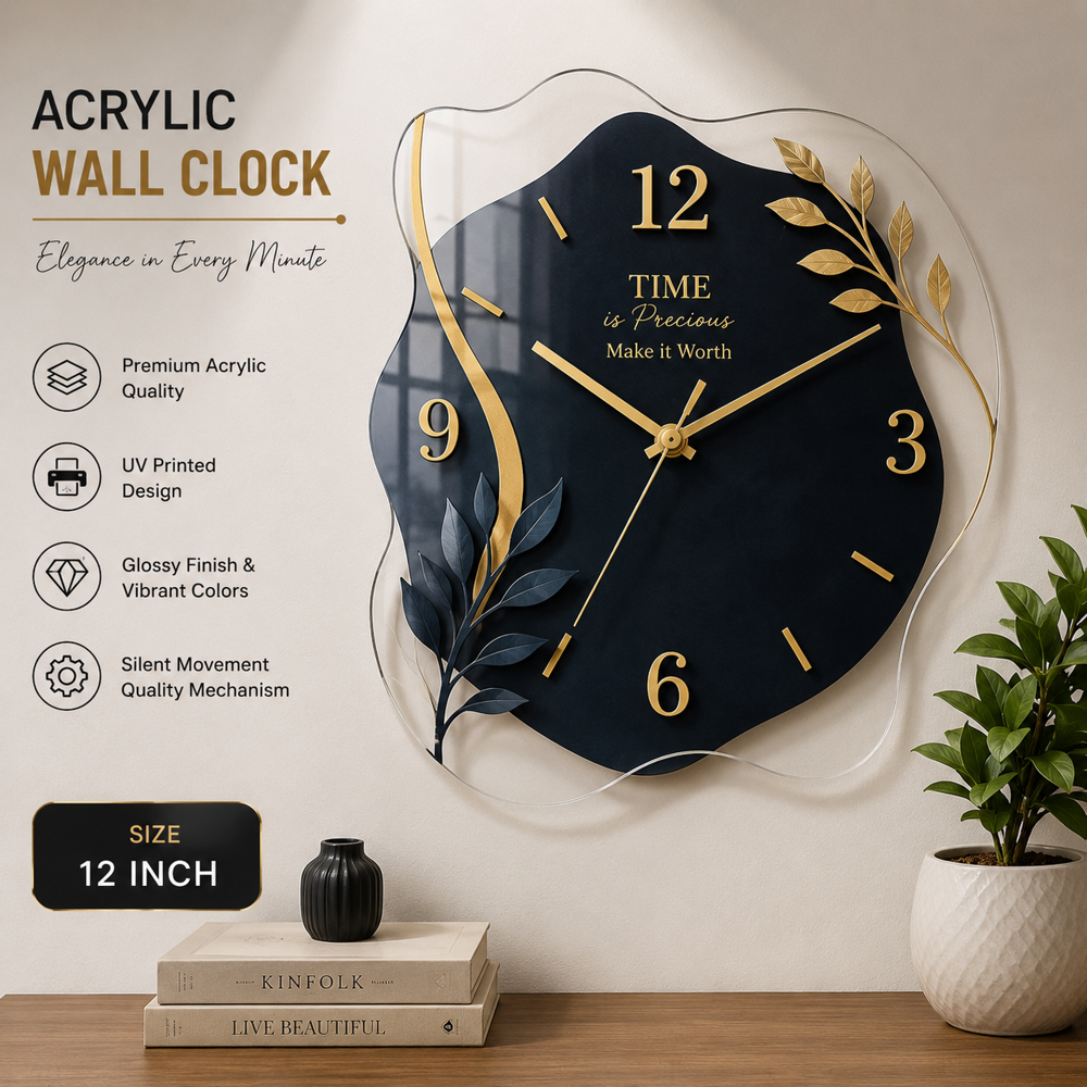 Acrylic Wall Clock - Color: Black