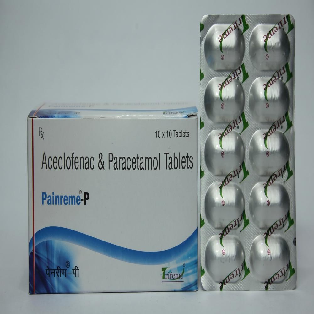 Painreme P Tablets - Aceclofenac 100mg + Paracetamol 325mg | General Medicines, Dosage As Per Physician, Store In Cool Dry Place